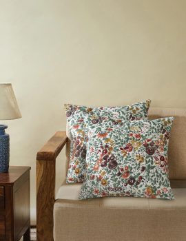 Set Of 2 – Vintage Blossom Printed Velvel Cushion Cover
