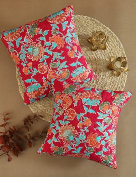 Set of 2 – Pink Floral Decortive Sofa Cushion Cover – !6″x16″