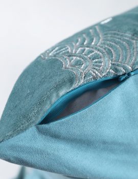 Set of 2 – Elegant teal embroidered velvet sofa cushion Cover – 16″x16″
