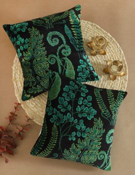 Set of 2 – Black Velet Printed Cushion Cover – 16″x 16″