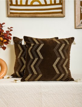Set of 2 – Zig Zag Embroidered Decorative Cushion Cover